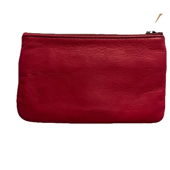 Fossil Red Leather Wristlet Wallet Minimalist Zip Around Card Holder Organizer - Picture 3 of 13